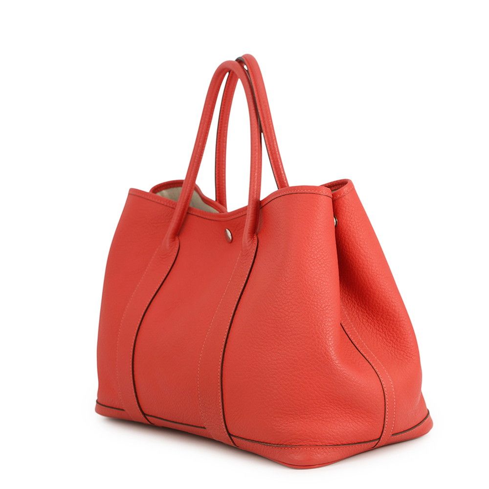 Hermes Tote Garden Party PM Rouge Pivoine Silver Negonda — view 2