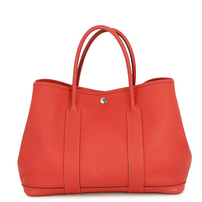 Hermes Tote Garden Party PM Rouge Pivoine Silver Negonda