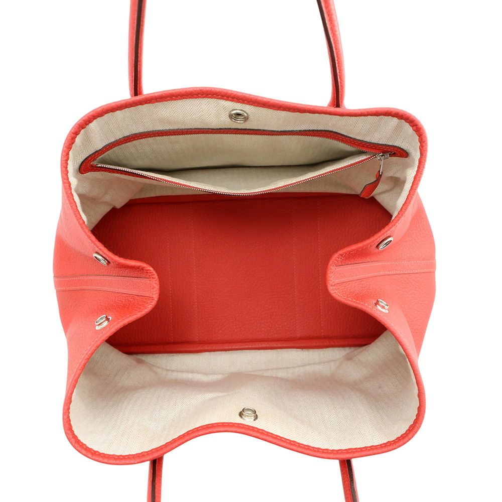 Hermes Tote Garden Party PM Rouge Pivoine Silver Negonda — view 5