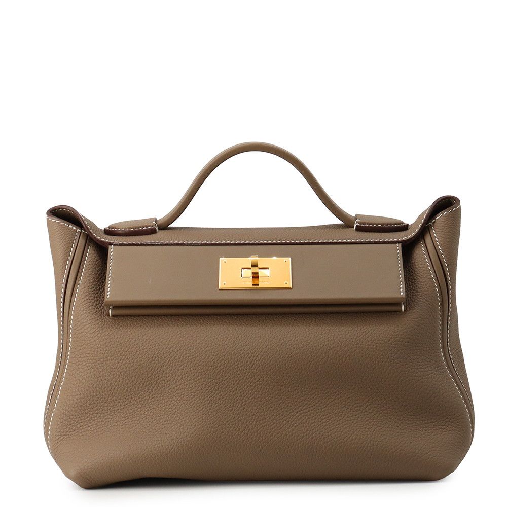 Hermes 24 29 Sac Van Quatre Etoupe Gold Togo Swift 2-Way Handbag