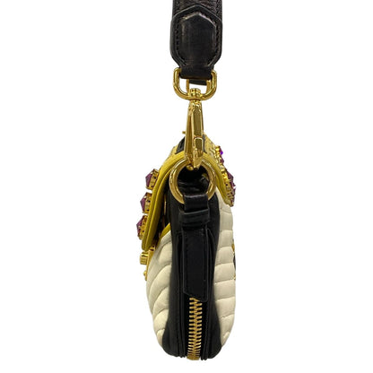 Miu Miu Shoulder Bag Biker Yellow Black White Bijuu Leather — view 4