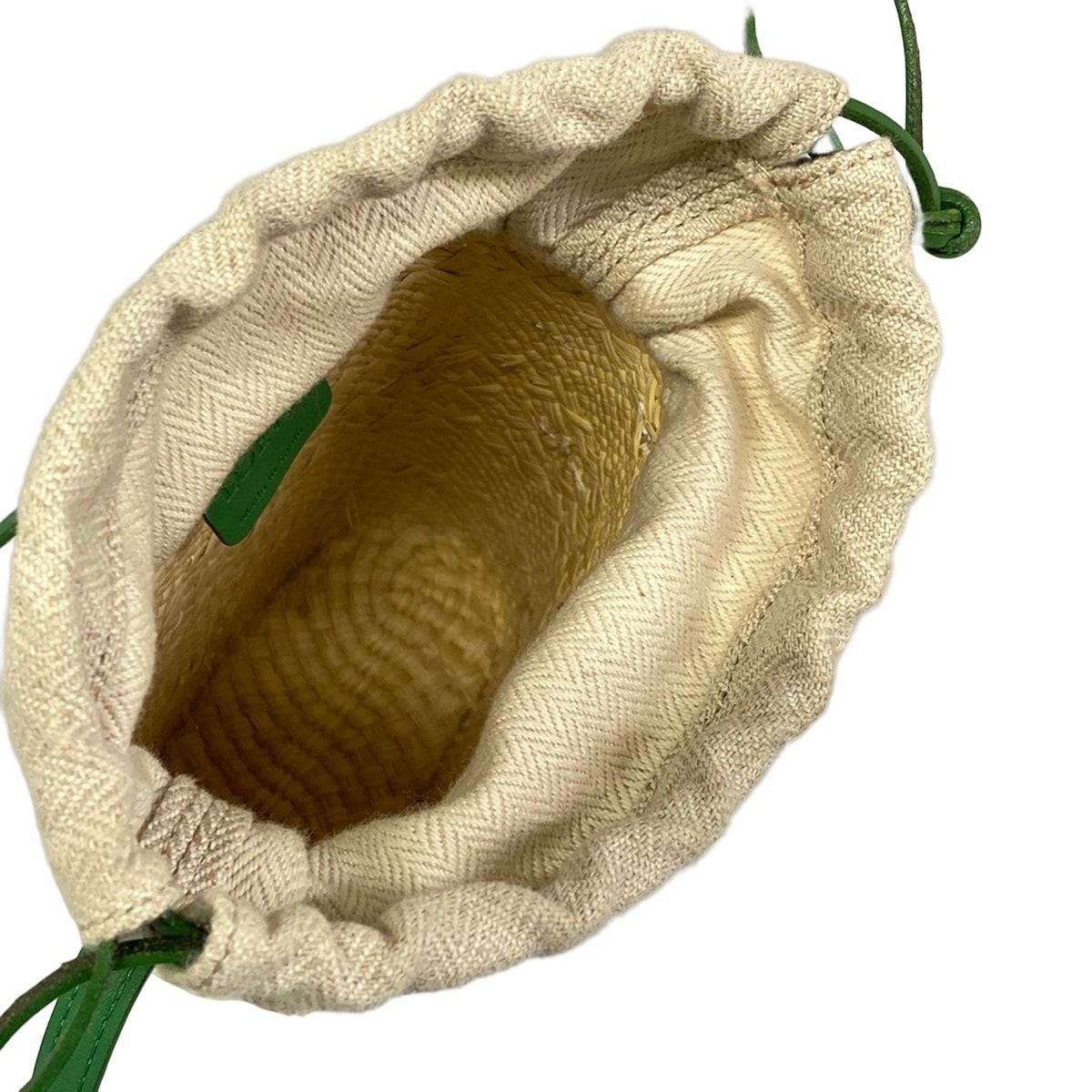 Loewe Shoulder Bag Square Pocket Ivory Green Multi Beads Flower Drawstring Braid — view 7
