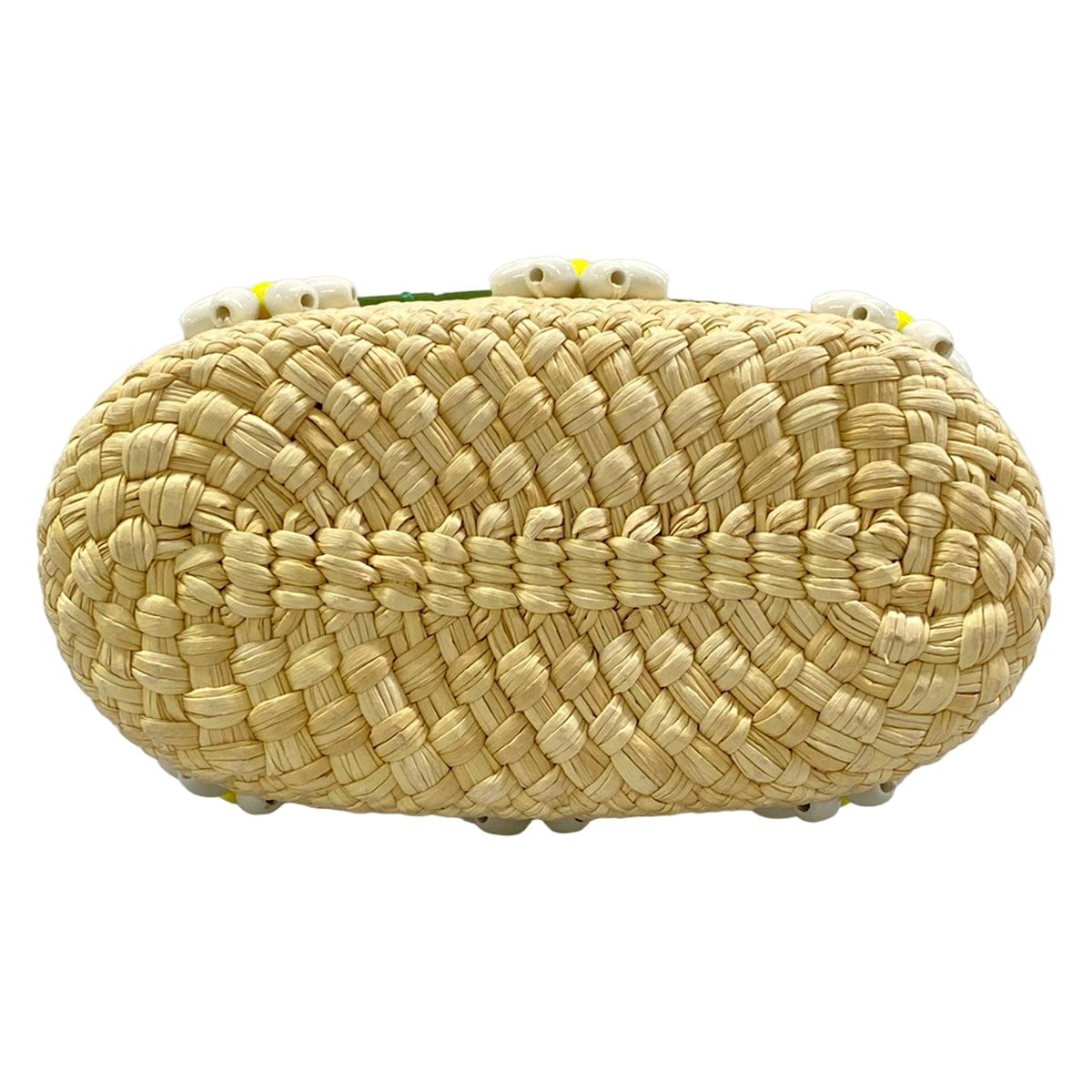Loewe Shoulder Bag Square Pocket Ivory Green Multi Beads Flower Drawstring Braid — view 5