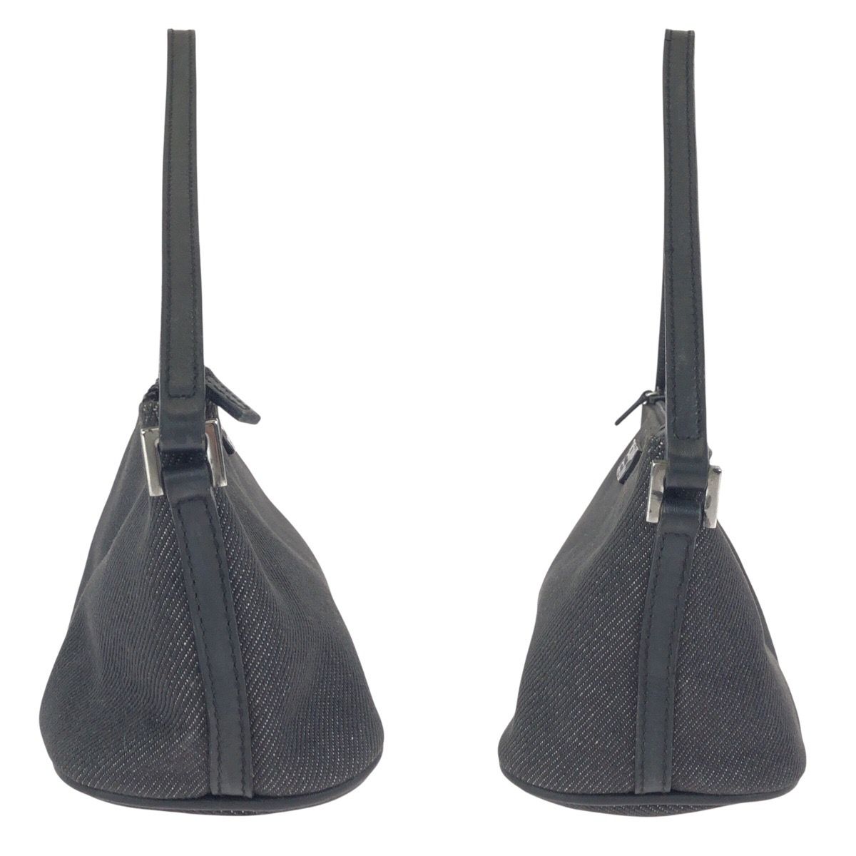 Gucci Black Silver Denim Leather Handbag Pouch — view 8