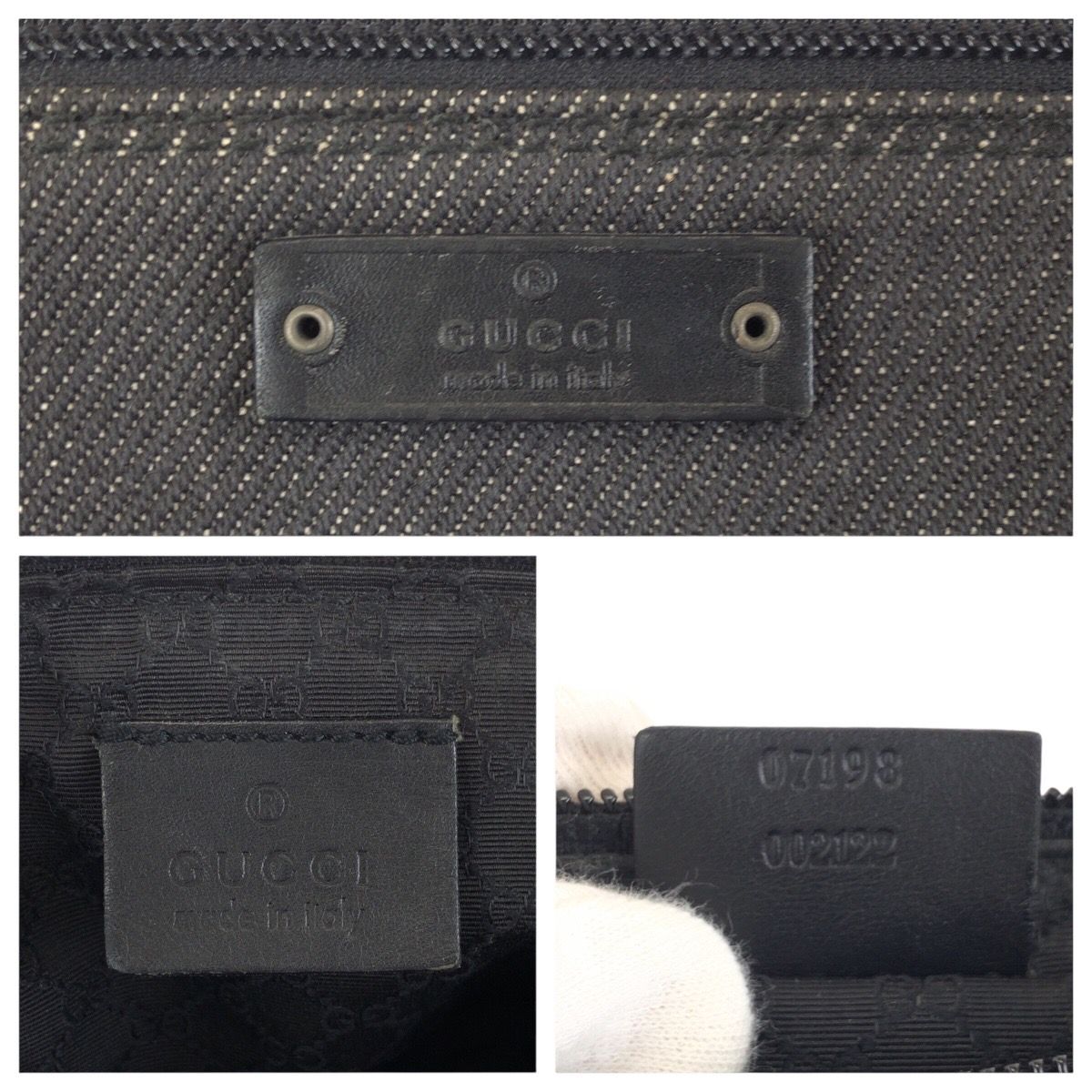 Gucci Black Silver Denim Leather Handbag Pouch — view 4