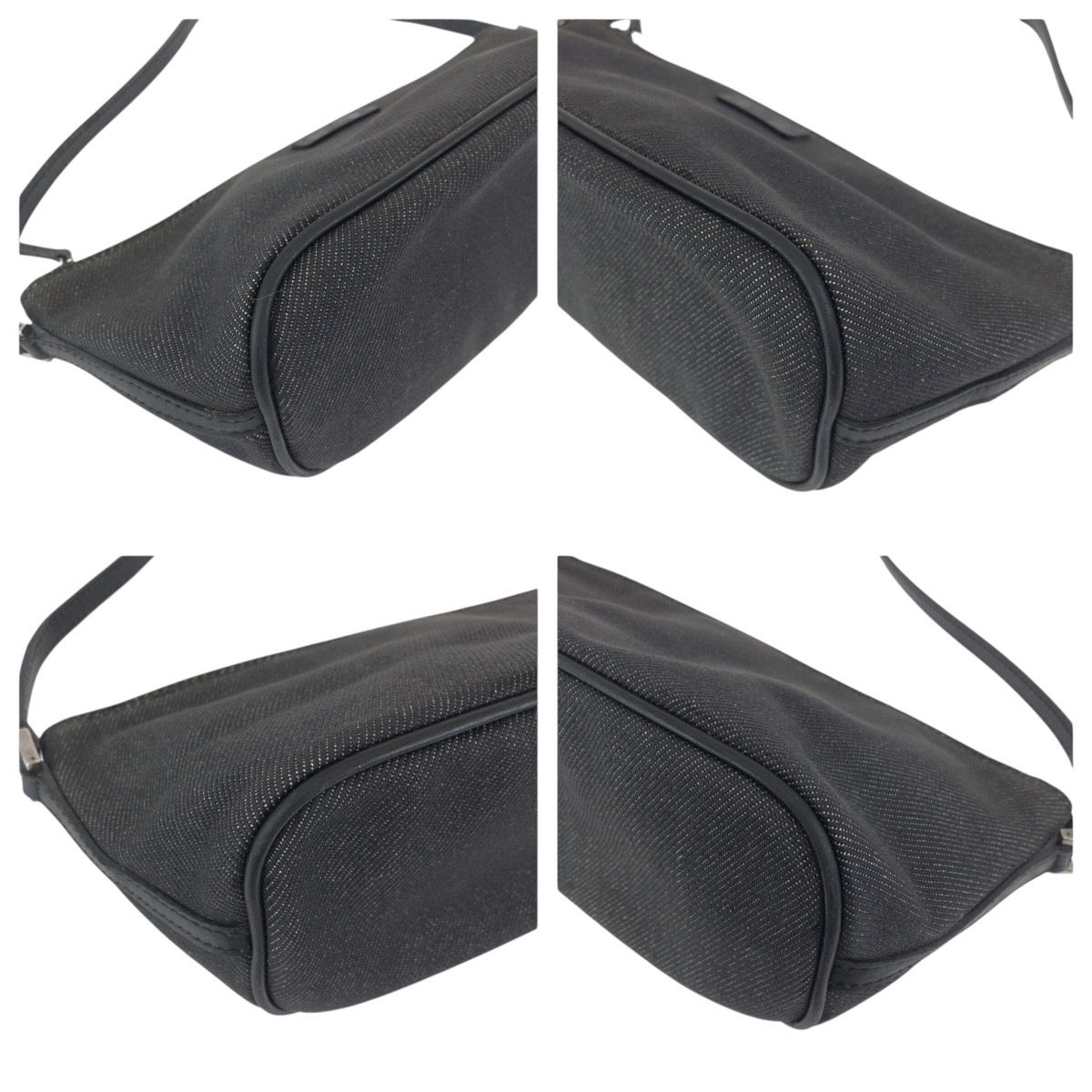 Gucci Black Silver Denim Leather Handbag Pouch — view 3