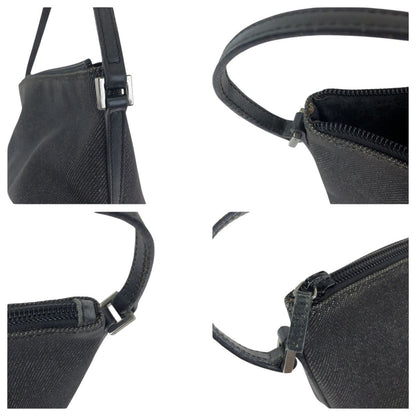Gucci Black Silver Denim Leather Handbag Pouch — view 5