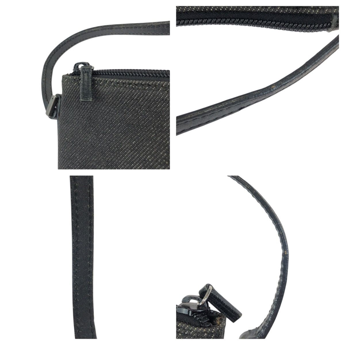 Gucci Black Silver Denim Leather Handbag Pouch — view 6
