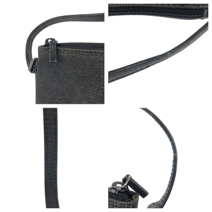 Gucci Black Silver Denim Leather Handbag Pouch — view 6