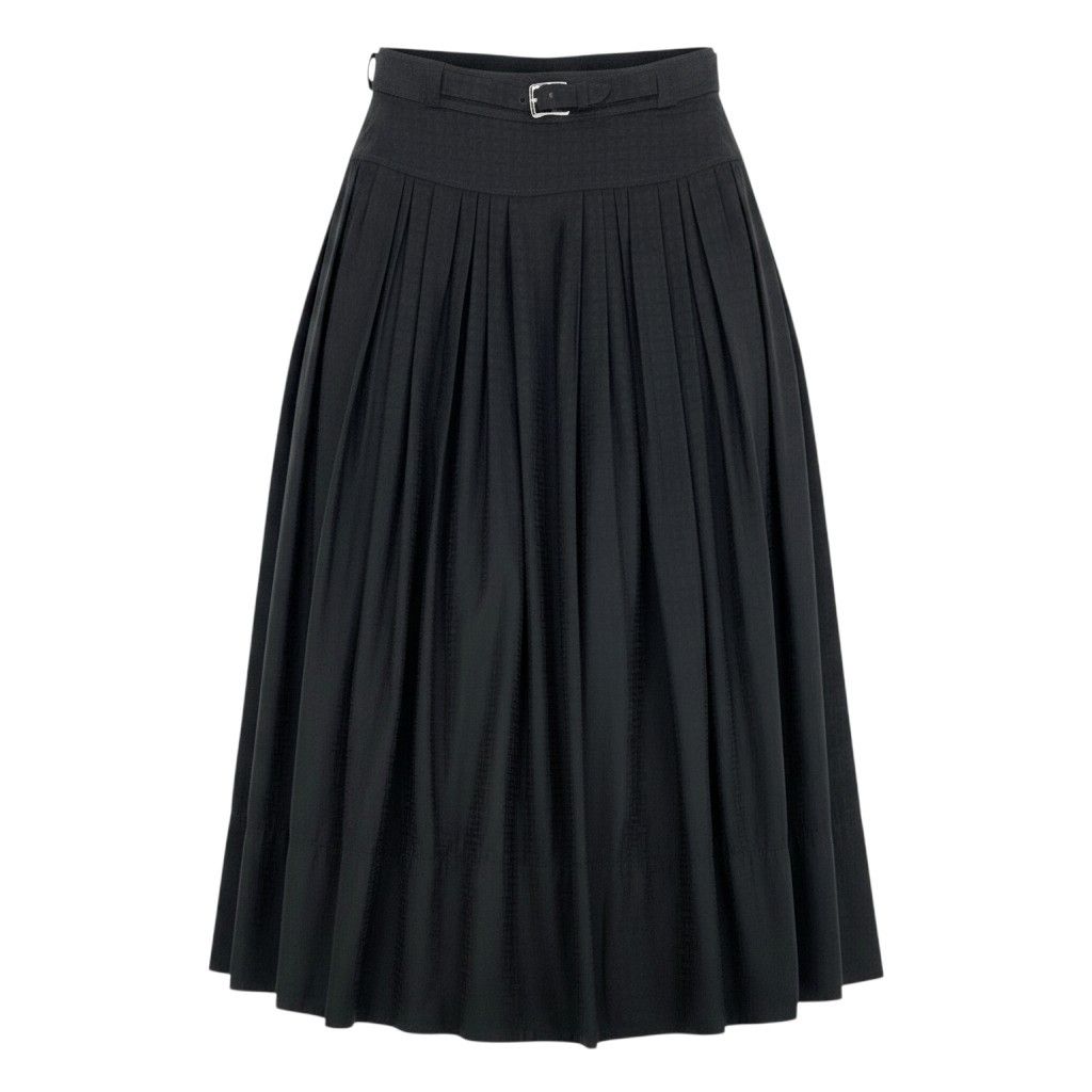Hermes Tag Collection Gathered Skirt Mosaic Print 34 Black Cotton