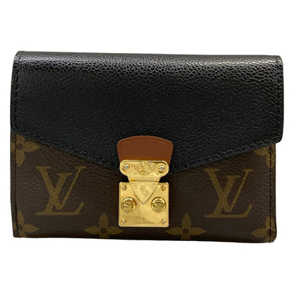 Louis Vuitton Trifold Wallet Monogram Portefeuille Pallas Compact Noir Leather