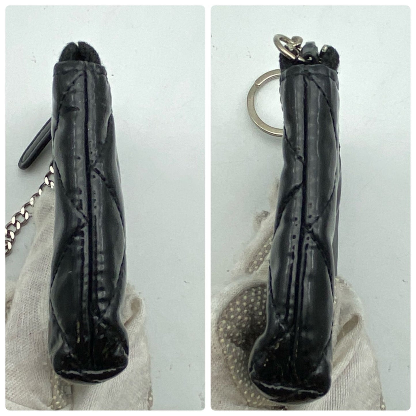 Chanel Coin Case Wallet Key Ring CC Logo Black Enamel — view 4