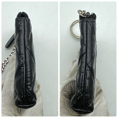Chanel Coin Case Wallet Key Ring CC Logo Black Enamel — view 4