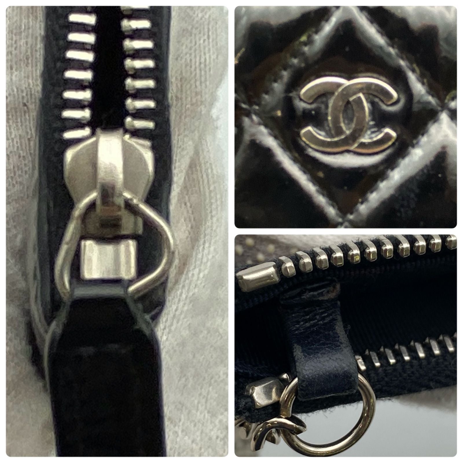 Chanel Coin Case Wallet Key Ring CC Logo Black Enamel — view 9