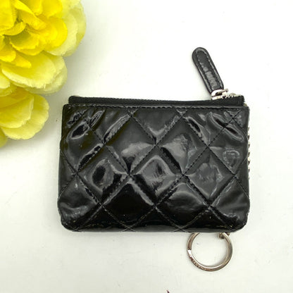 Chanel Coin Case Wallet Key Ring CC Logo Black Enamel — view 3
