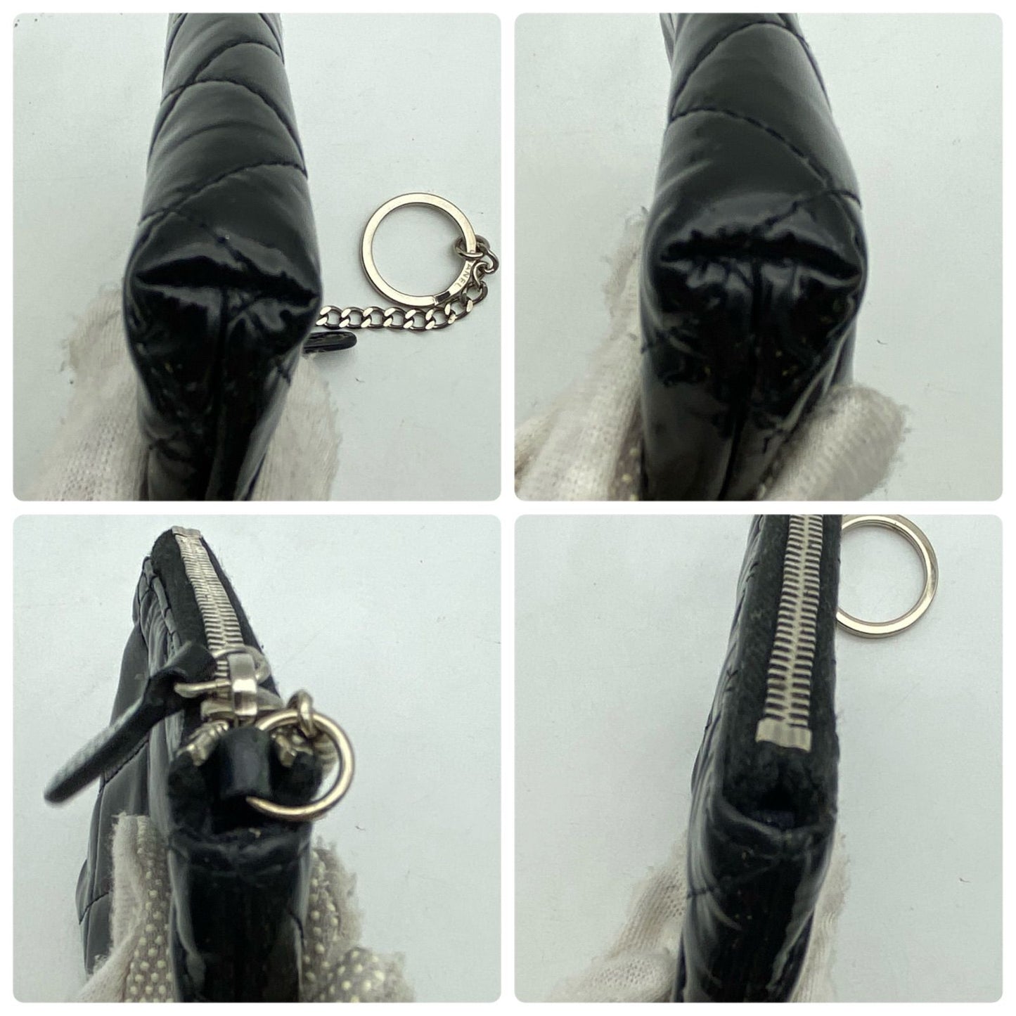Chanel Coin Case Wallet Key Ring CC Logo Black Enamel — view 6