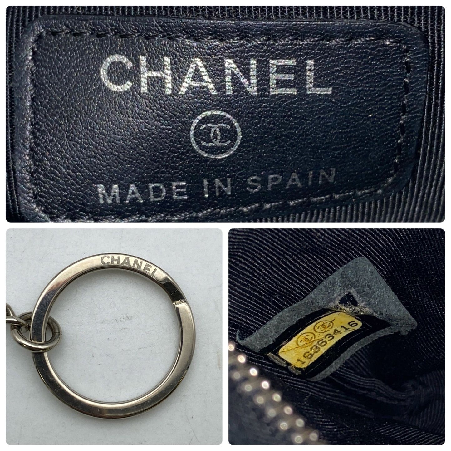 Chanel Coin Case Wallet Key Ring CC Logo Black Enamel — view 8