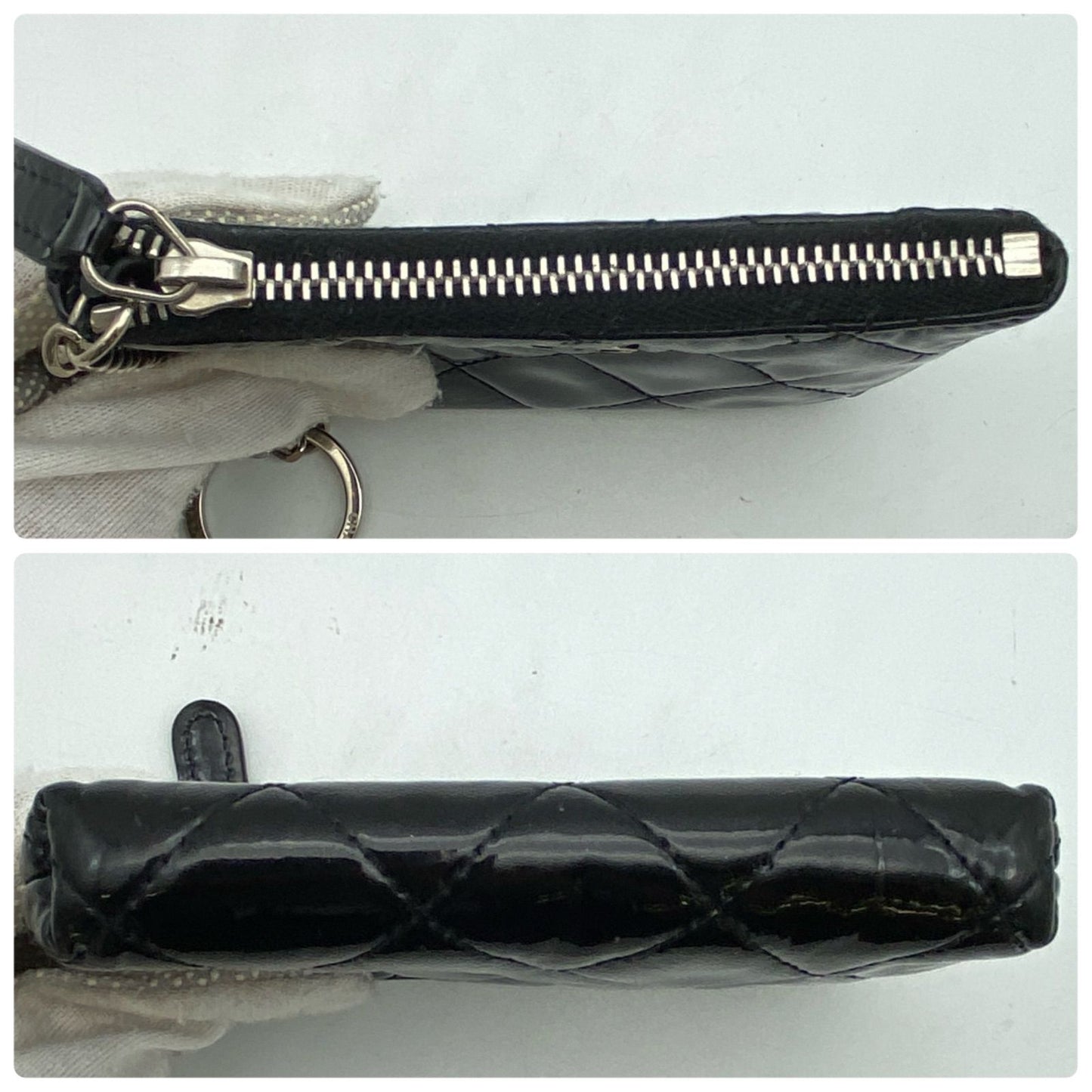 Chanel Coin Case Wallet Key Ring CC Logo Black Enamel — view 5