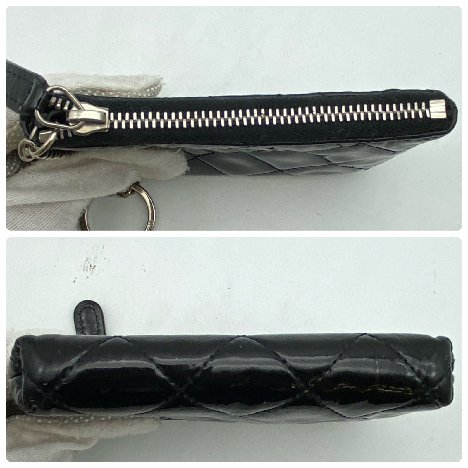 Chanel Coin Case Wallet Key Ring CC Logo Black Enamel — view 5
