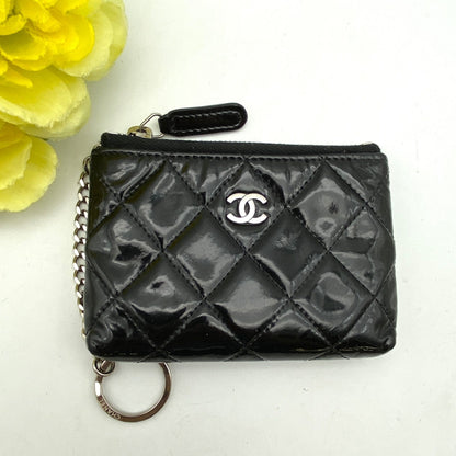 Chanel Coin Case Wallet Key Ring CC Logo Black Enamel — view 2