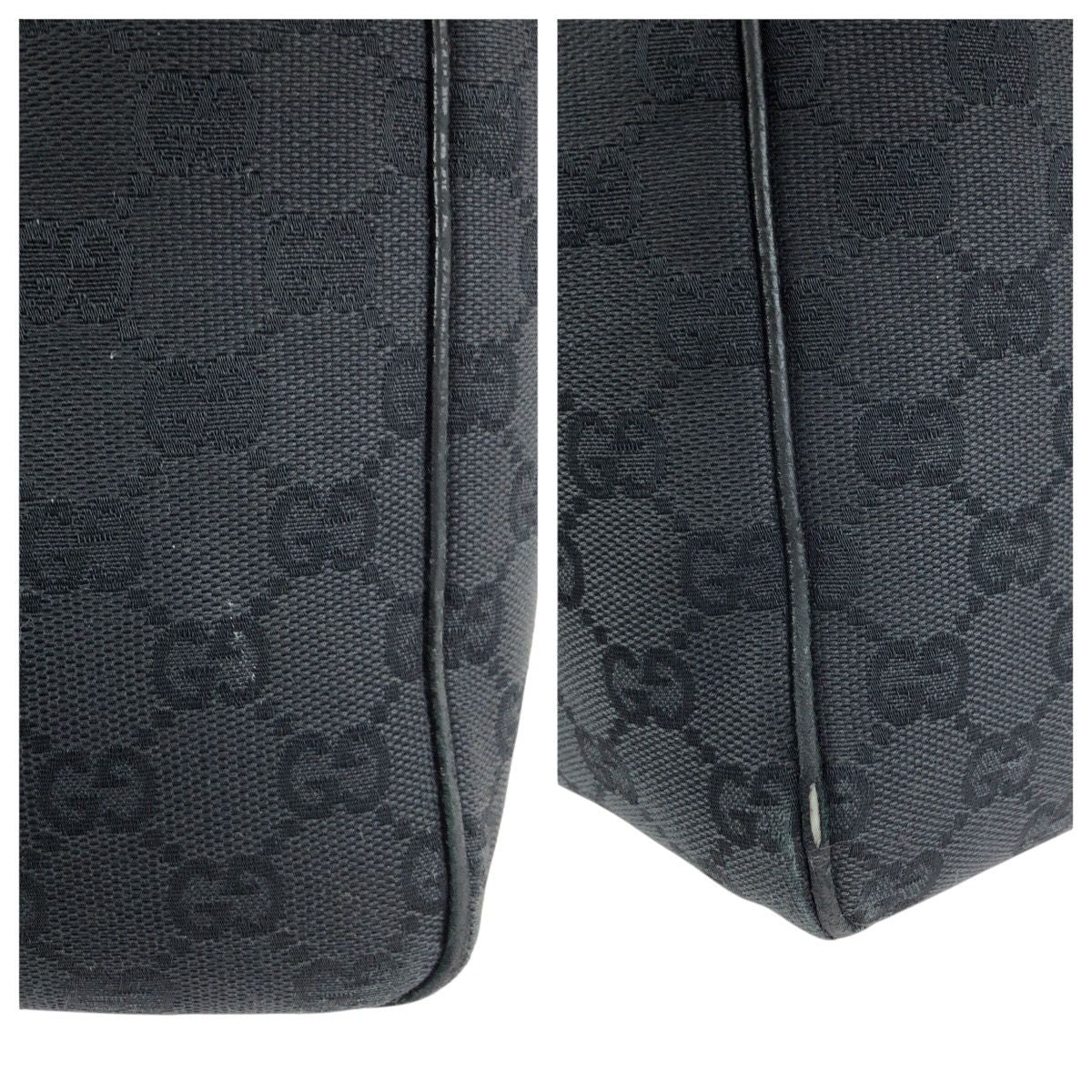 Gucci Black Silver GG Canvas Leather Tote Shoulder — view 6