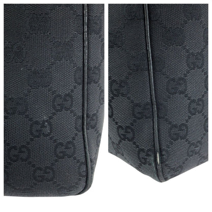 Gucci Black Silver GG Canvas Leather Tote Shoulder — view 6
