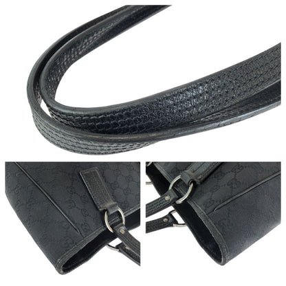 Gucci Black Silver GG Canvas Leather Tote Shoulder — view 5