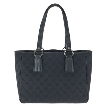 Gucci Black Silver GG Canvas Leather Tote Shoulder