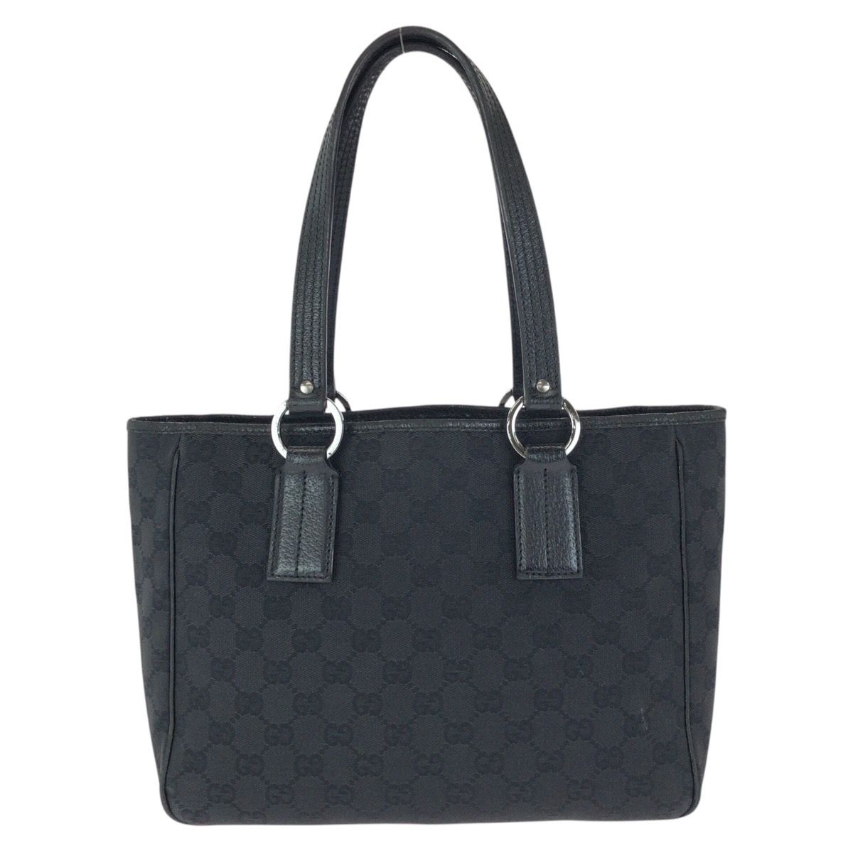 Gucci Black Silver GG Canvas Leather Tote Shoulder — view 2