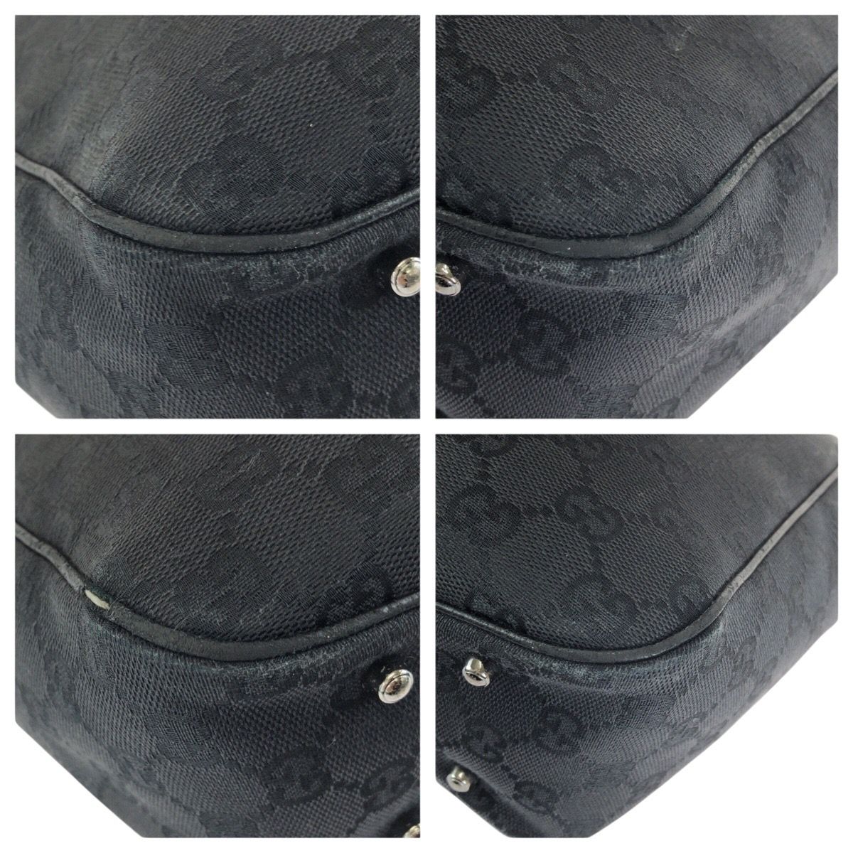 Gucci Black Silver GG Canvas Leather Tote Shoulder — view 3