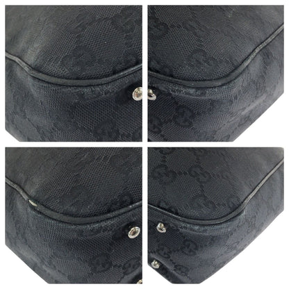 Gucci Black Silver GG Canvas Leather Tote Shoulder — view 3