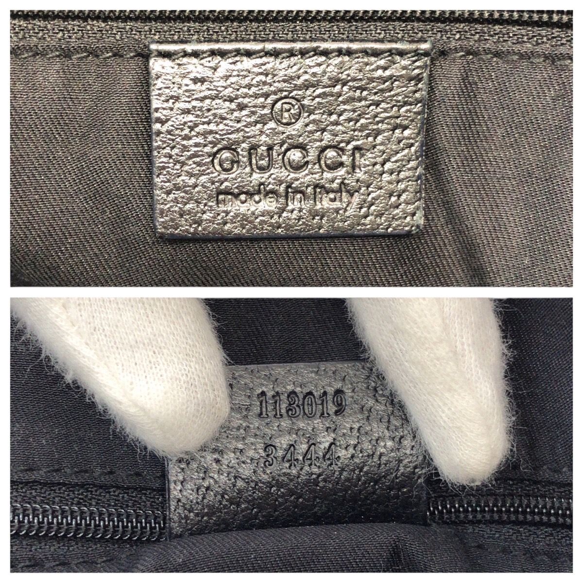 Gucci Black Silver GG Canvas Leather Tote Shoulder — view 4