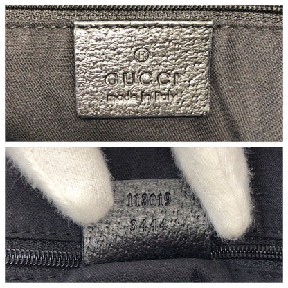 Gucci Black Silver GG Canvas Leather Tote Shoulder — view 4