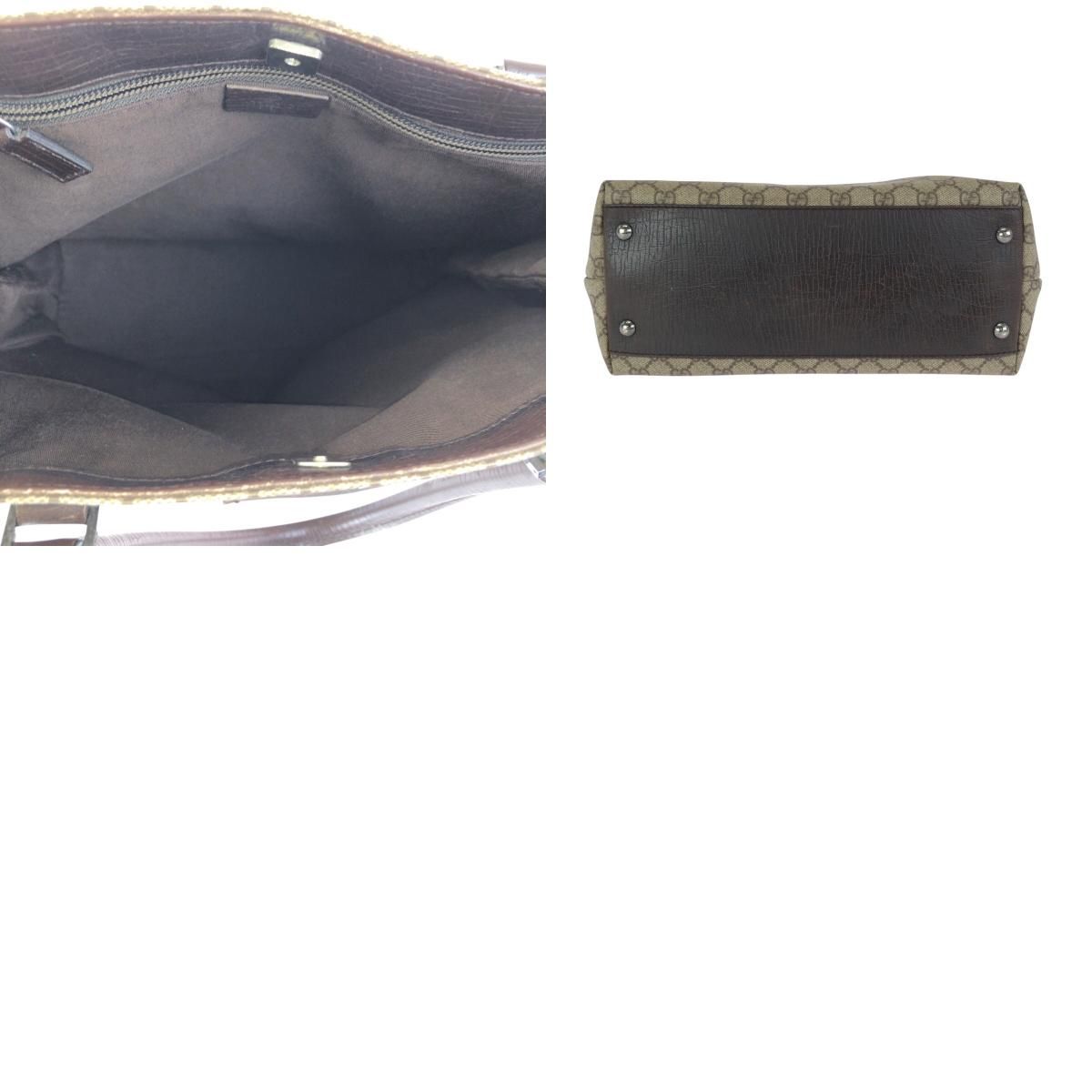 Gucci Brown Dark Silver GG Supreme Canvas Tote Shoulder — view 9