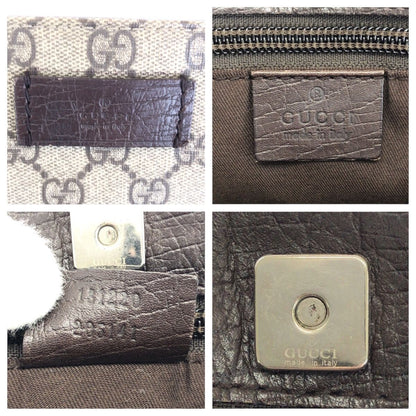 Gucci Brown Dark Silver GG Supreme Canvas Tote Shoulder — view 4