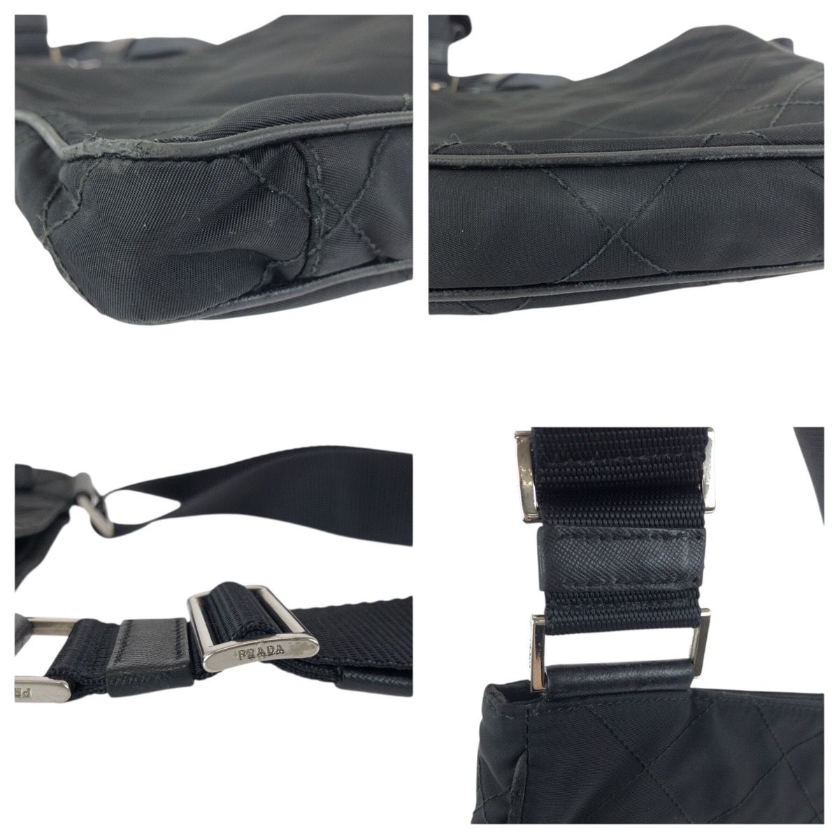 Prada Tessuto Black Silver Nylon Shoulder — view 5