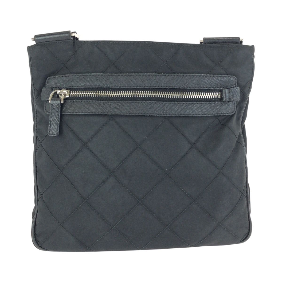 Prada Tessuto Black Silver Nylon Shoulder — view 2