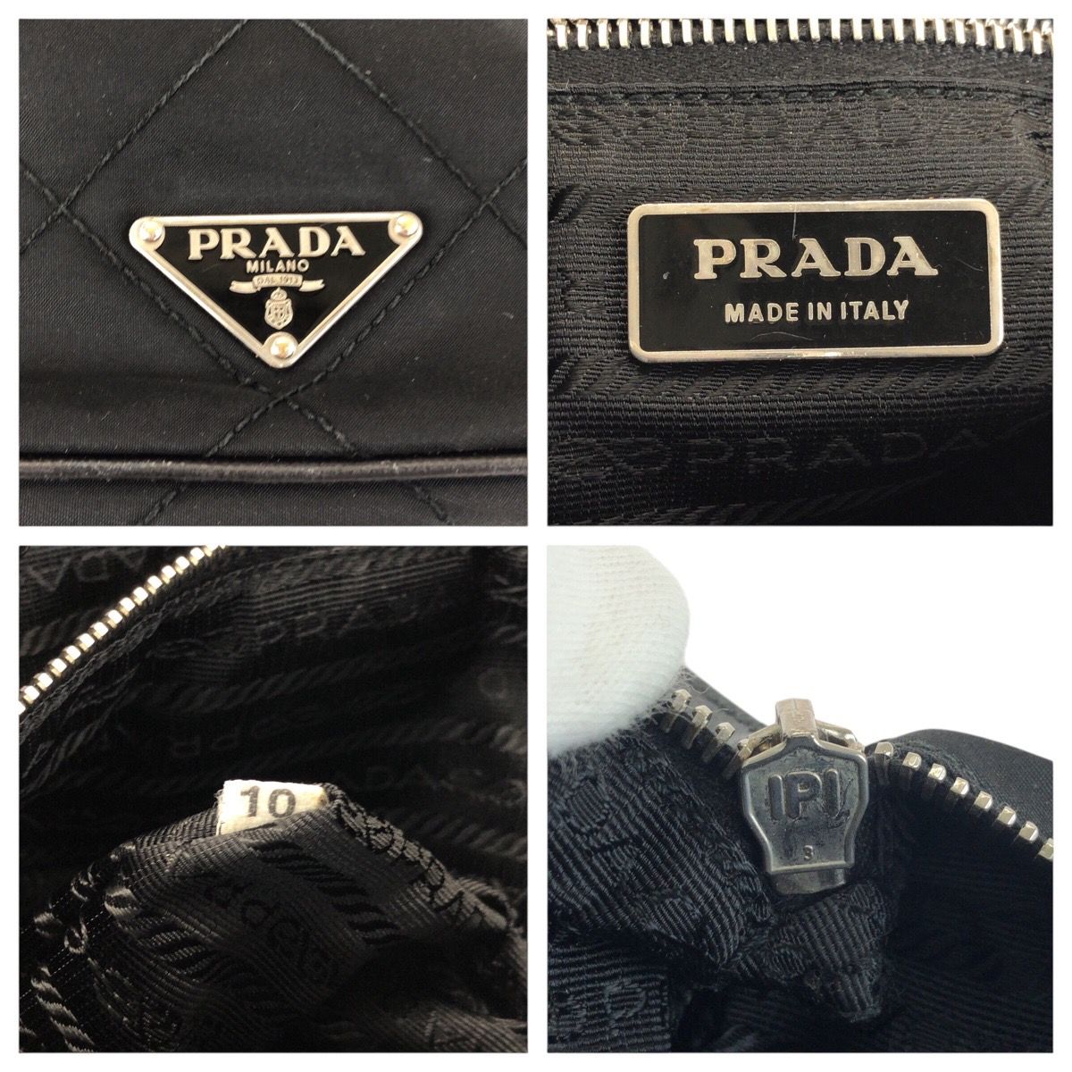 Prada Tessuto Black Silver Nylon Shoulder — view 4