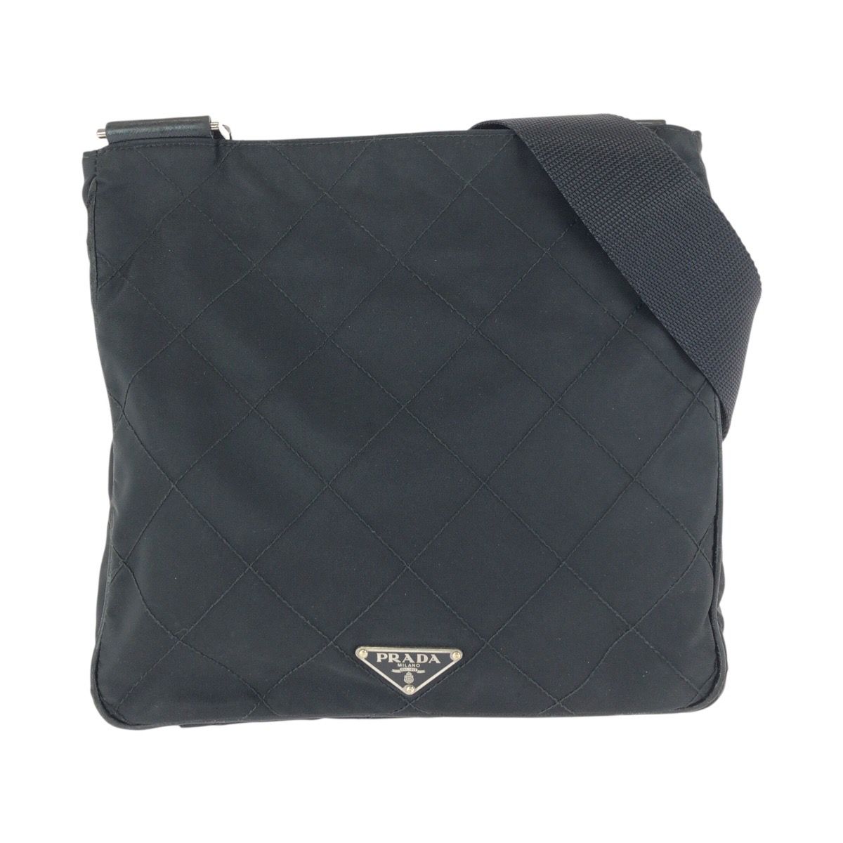 Prada Tessuto Black Silver Nylon Shoulder