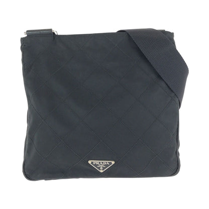 Prada Tessuto Black Silver Nylon Shoulder