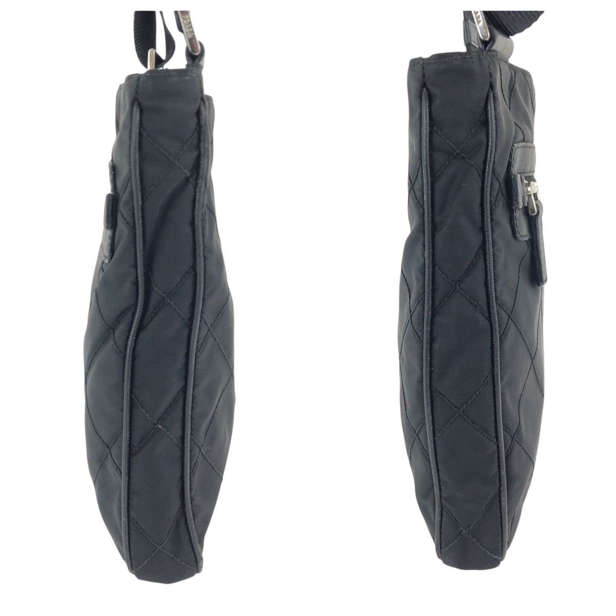 Prada Tessuto Black Silver Nylon Shoulder — view 8