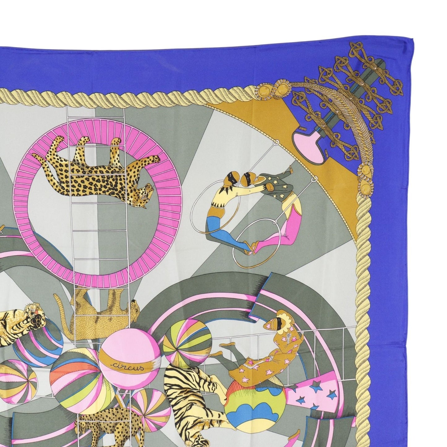 Hermes Carre 90 Circus Silk Blue Scarf — view 3