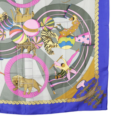 Hermes Carre 90 Circus Silk Blue Scarf — view 5
