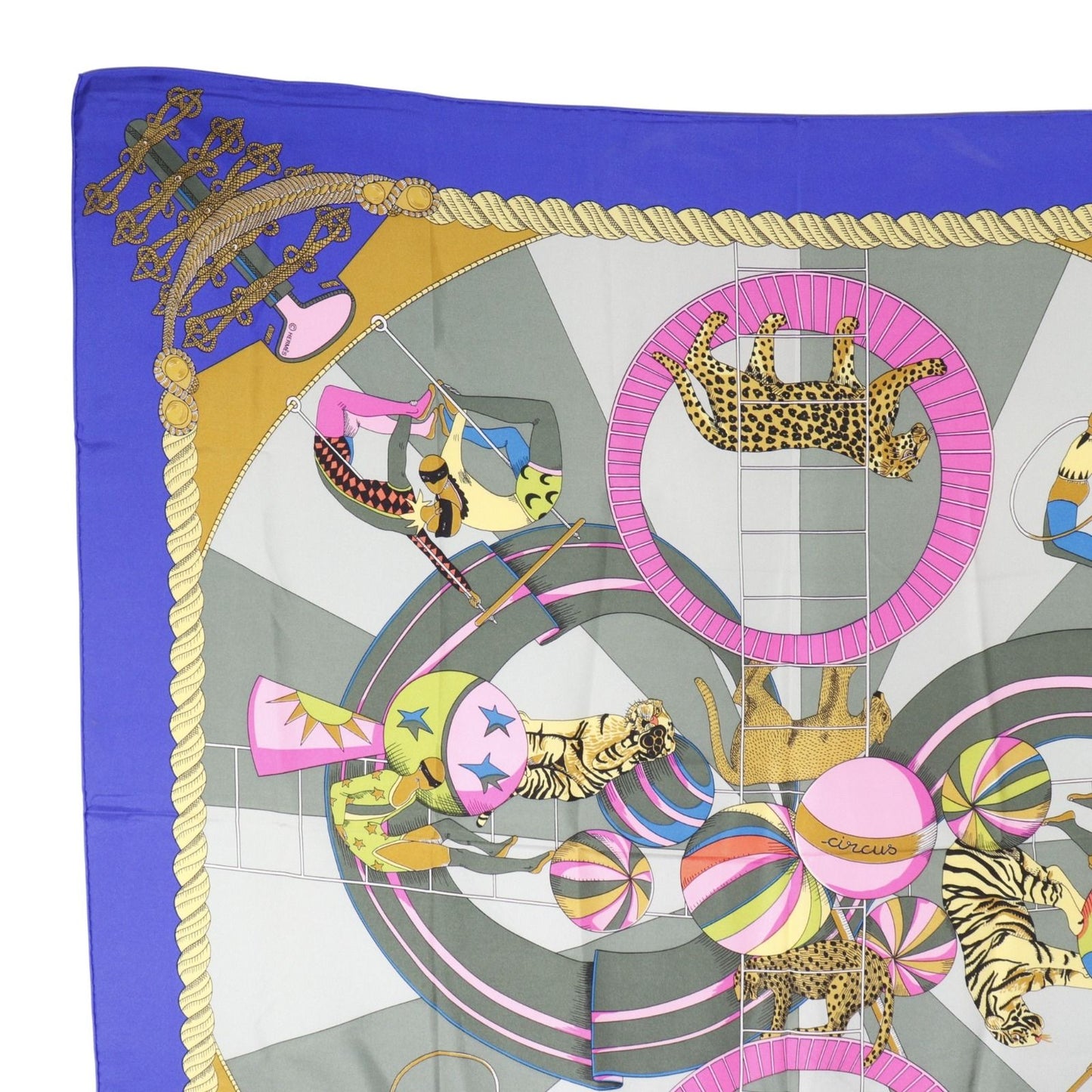 Hermes Carre 90 Circus Silk Blue Scarf — view 2