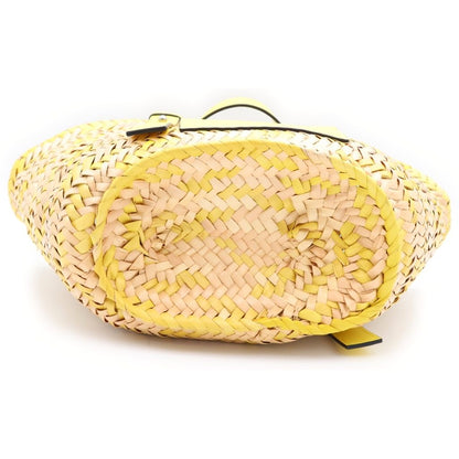 Loewe Basket Bag Handbag Beige Yellow Raffia Leather — view 4