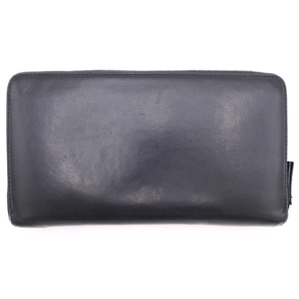 Balenciaga Logo Print Leather Round Zip Wallet Black — view 2