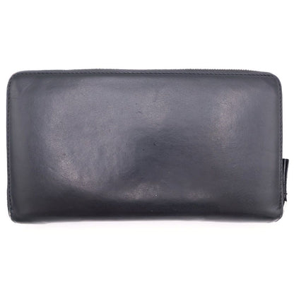Balenciaga Logo Print Leather Round Zip Wallet Black — view 2