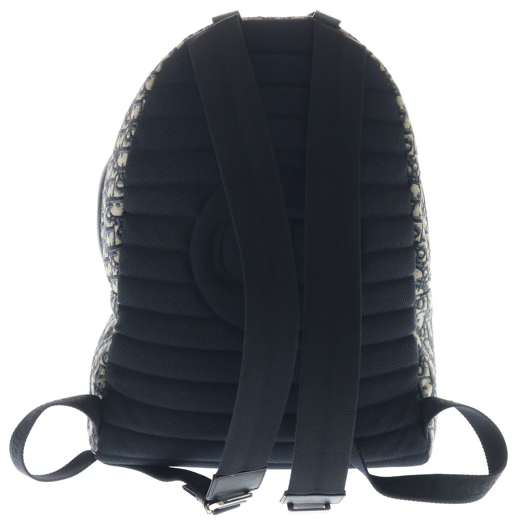 Dior Oblique Jacquard Canvas Leather Backpack Beige Navy — view 2