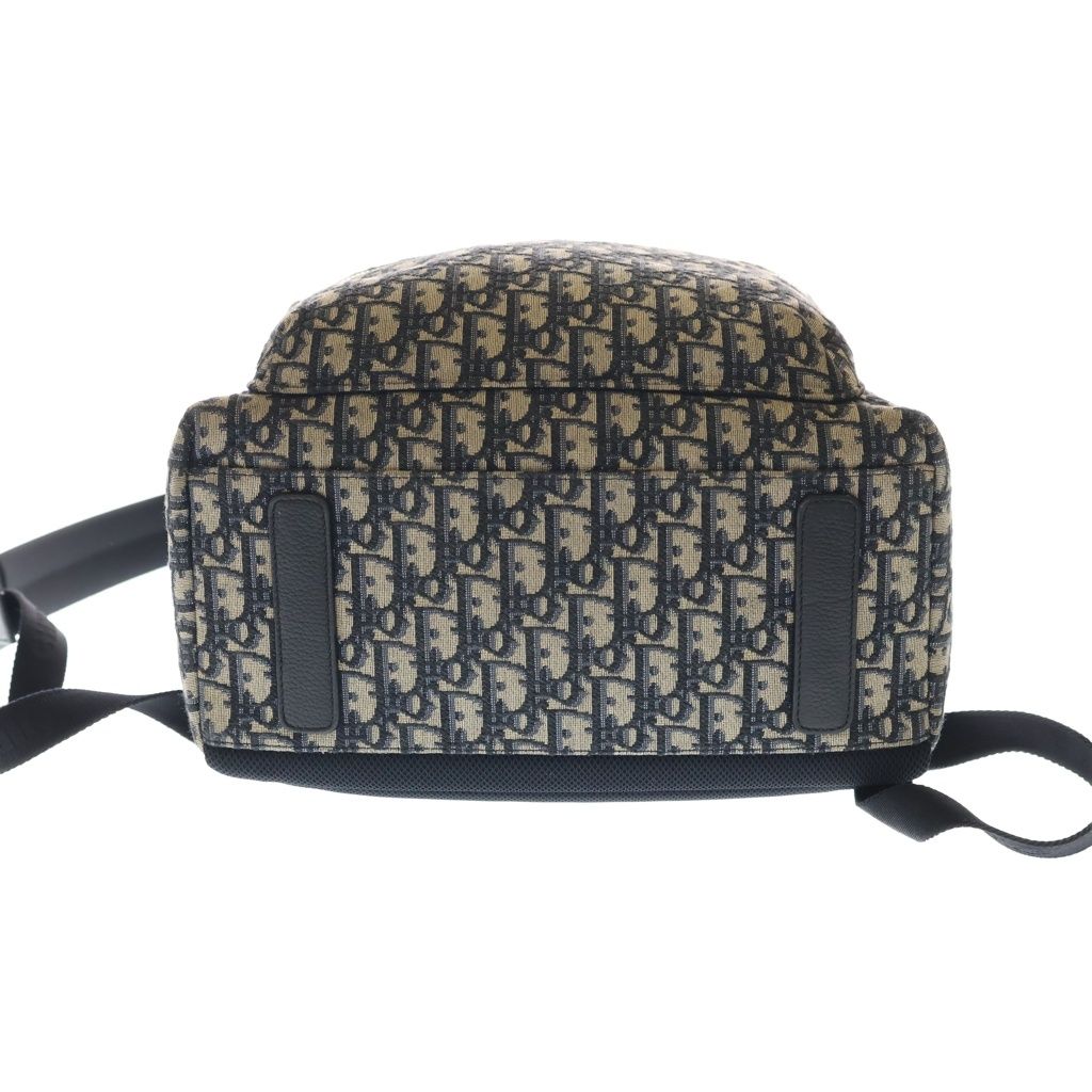 Dior Oblique Jacquard Canvas Leather Backpack Beige Navy — view 4