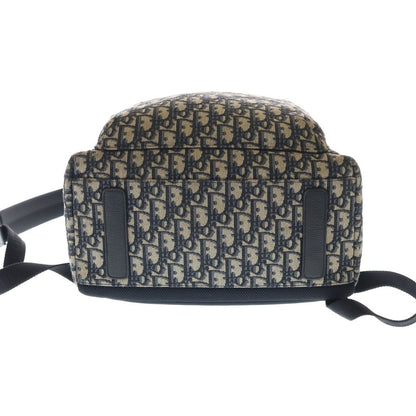 Dior Oblique Jacquard Canvas Leather Backpack Beige Navy — view 4